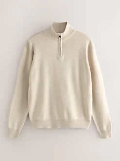 Avoine - Uni - Pull N.Premium Coupe classique 100% Coton Premium à fermeture éclair