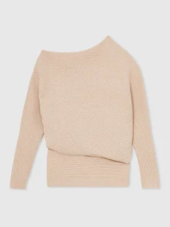 Avoine neutre - Reiss - Lorna - Pull en maille drapée asymétrique