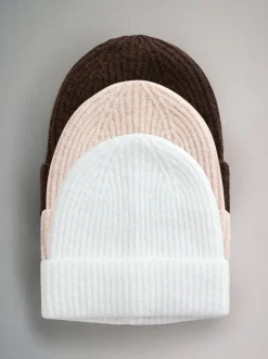 Avoine/MARRON CHOCOLAT/Crème - The Set lot de 3 bonnets
