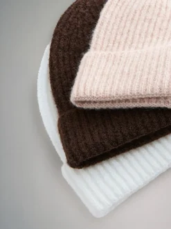 Avoine/MARRON CHOCOLAT/Crème - The Set lot de 3 bonnets