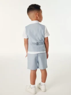 Baker by Ted Baker ensemble gilet, chemise et shorts bleu