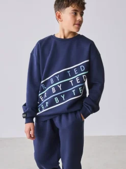 Baker by Ted Baker ensemble sweat-shirt graphique bleu marine oversize et joggings