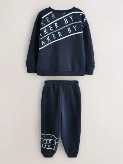 Baker by Ted Baker ensemble sweat-shirt graphique bleu marine oversize et joggings