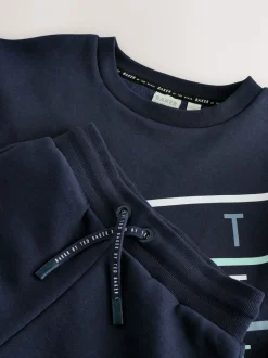 Baker by Ted Baker ensemble sweat-shirt graphique bleu marine oversize et joggings