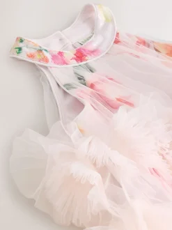 Baker by Ted Baker Robe dos nu rose 3D duveteuse en maille à volants