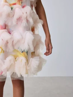 Baker by Ted Baker Robe dos nu rose 3D duveteuse en maille à volants