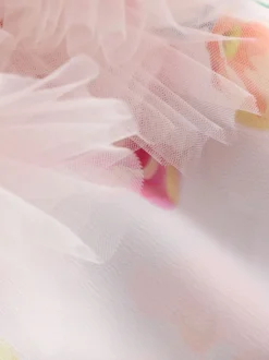 Baker by Ted Baker Robe dos nu rose 3D duveteuse en maille à volants