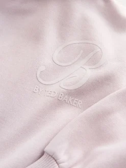 Baker by Ted Baker Sweat-shirt à capuche rose/blanc oversize en Satin appliqué au dos Imprimé