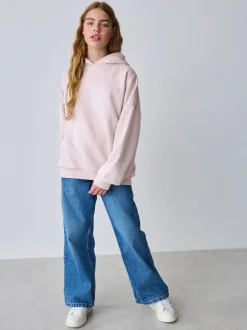 Baker by Ted Baker Sweat-shirt à capuche rose/blanc oversize en Satin appliqué au dos Imprimé