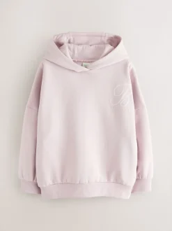 Baker by Ted Baker Sweat-shirt à capuche rose/blanc oversize en Satin appliqué au dos Imprimé