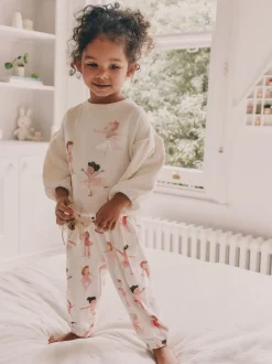 Ballerine écru/rose - Pyjama en laine polaire (9mths-10yrs)