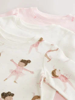 Ballerine rose/crème - Lot de 3 pyjamas Snuggle à manches longues (9mois-12ans)