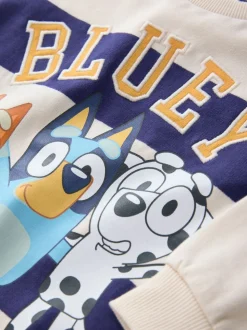 Bande blanche/bleue - Sweat-shirt Bluey en coton à col rond (12mois -8ans)