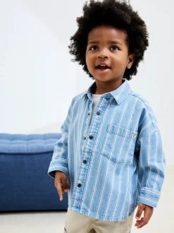 Bande bleue - Chemise en Denim à Manches longues (3mois-7ans)
