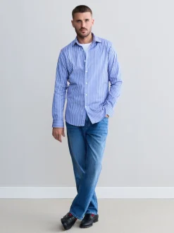 Bande bleue - Chemise Signature à manchette simple 100% coton