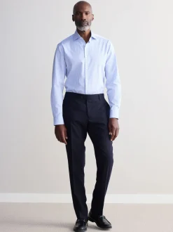 Bande bleue - Coupe ajustée  Signature Chemises de nuit en coton Pima texturé avec col découpé