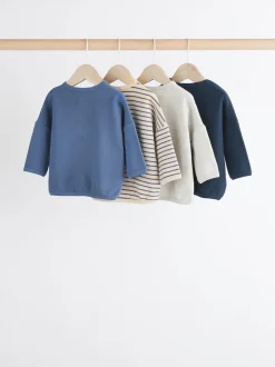 Bande bleue - Lot de 4 t-shirts à manches longues bébé (0mois2ans)
