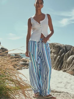 Bande bleue - Pantalon large à enfiler