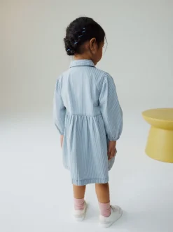 Bande bleue - Robe en coton à manches longues (3mois8ans)