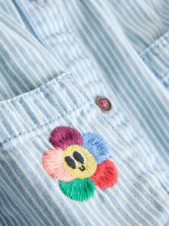 Bande bleue - Robe en coton à manches longues (3mois8ans)