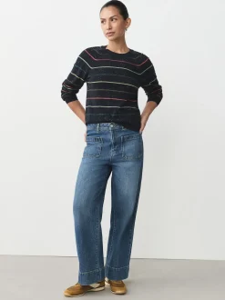 Bande d'arc-en-ciel - Pull col rond riche en coton au toucher doux