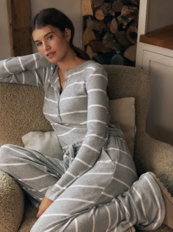 Bande grise - Pyjama confortable à manches longues