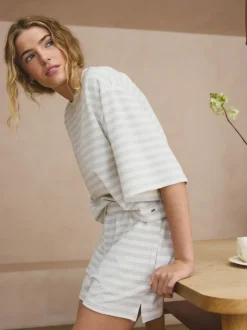 Bande grise - Pyjamas court texturé