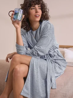 Bande grise - Robe de chambre légère douillette