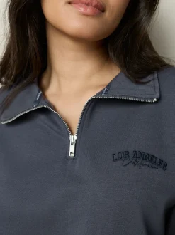 Bande marine - Ensemble sweat-shirt à demi-zip et pyjama en flanelle