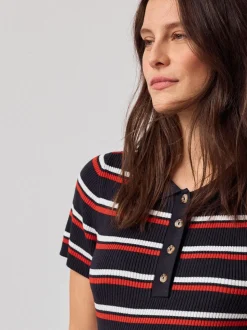 Bande marine - Robe en maille à col Grossesse