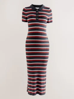 Bande marine - Robe en maille à col Grossesse