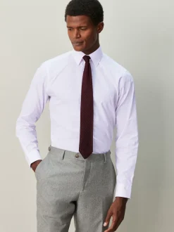 Bande rose - Chemise habillée à manches longues riche en coton