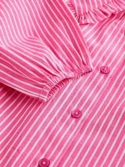 Bande rose - Chemisier à manches longues avec col brodé cerise (3-16ans)