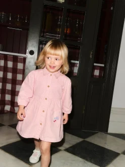 Bande rose - Robe en coton à manches longues (3mois8ans)