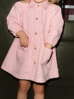 Bande rose - Robe en coton à manches longues (3mois8ans)