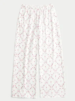 Bas de pyjama Hollister Cosy blanc à jambes larges