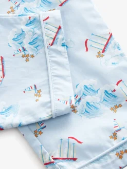 Bateau Cath Kidston bleu/blanc - Ensemble pyjama à bouton unique 100% coton