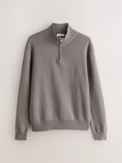 Beige Sable foncé/Vert sauge - Lot de 2 pulls N. Premium 100% coton Coupe classique Premium Quarter Zip