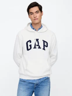 Blanc - À enfiler - Sweat à capuche doublé en polaire avec logo Gap