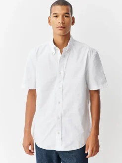 Blanc - Ajustement régulier - Chemise Oxford à manches courtes