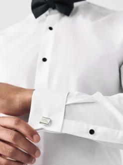 Blanc - Ajustement régulier - Lot de cravates classiques à double poignet et coupe classique