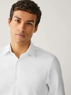 Blanc - Ajustement régulier - Chemise Signature texturée à manches longues