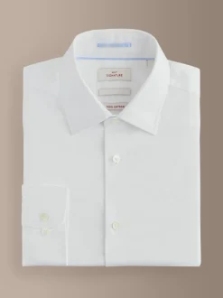 Blanc - Ajustement régulier - Chemise Signature texturée à manches longues