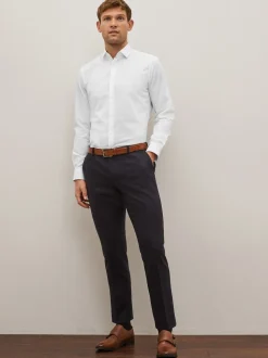 Blanc - Ajustement régulier - Chemise élégante texturée facile d’entretien à poignets simples