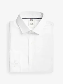 Blanc - Ajustement régulier - Chemise élégante texturée facile d’entretien à poignets simples