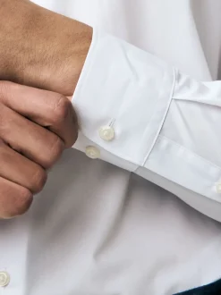 Blanc - Ajustement régulier - Lot de 3 chemises élégantes faciles d’entretien à manchette simple