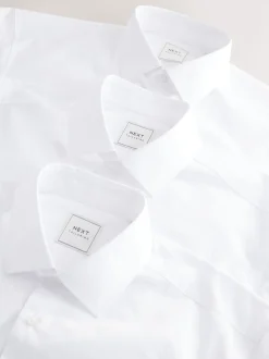 Blanc - Ajustement régulier - Lot de 3 chemises élégantes faciles d’entretien à manchette simple