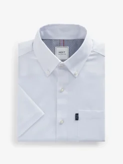 Blanc - Ajustement régulier - Chemise Oxford à manches courtes Easy Iron Button Down