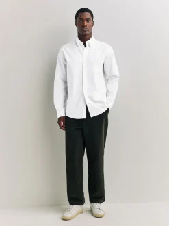 Blanc - Ajustement régulier - Chemise Oxford à manches longues