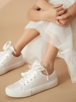 Blanc - Baskets à lacets Occasion en tulle